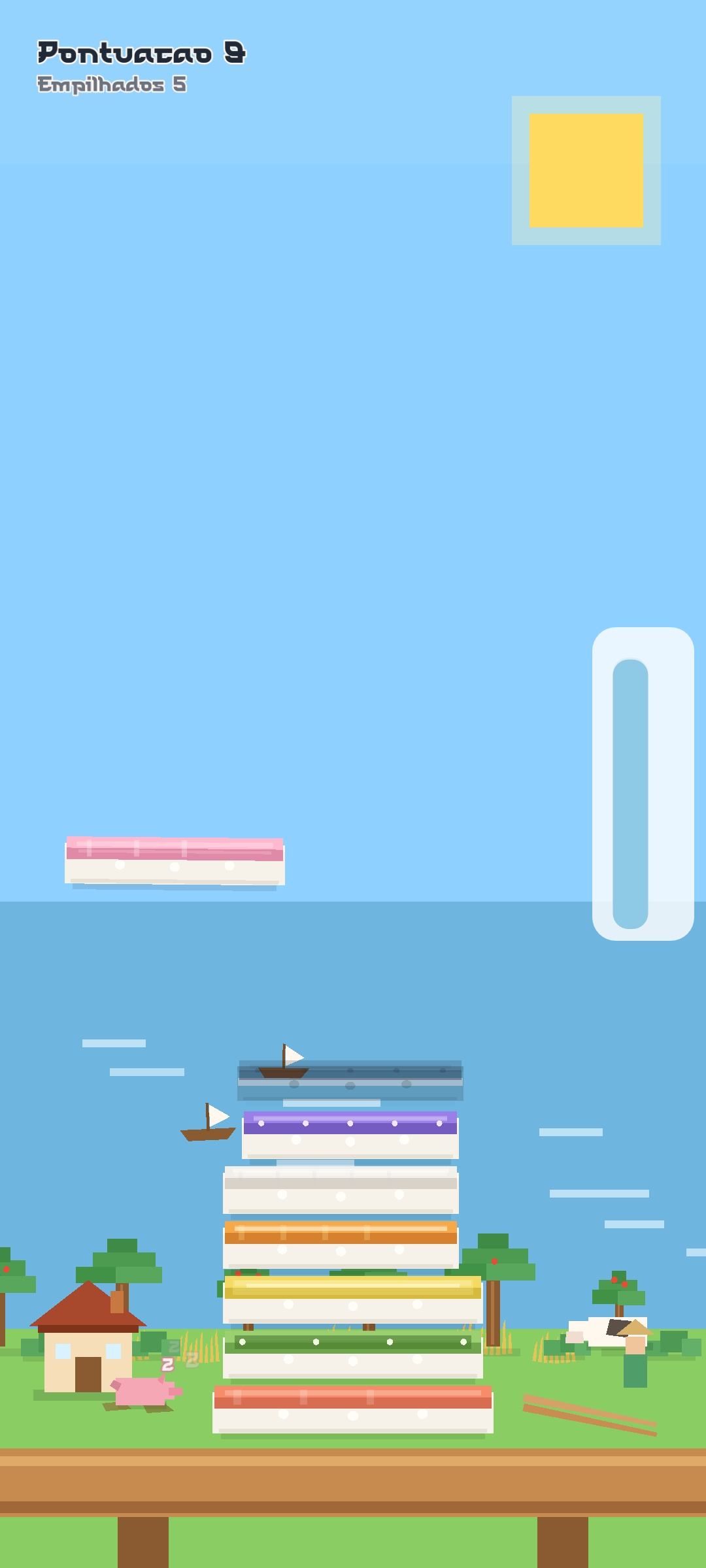 Screenshot da jogabilidade do Sushi Stack